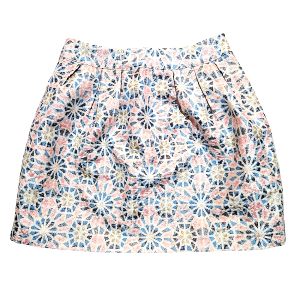 NWT Francesca's Mi Ami High Waisted Pleated Brocade Embroidered Mini Skirt Small
